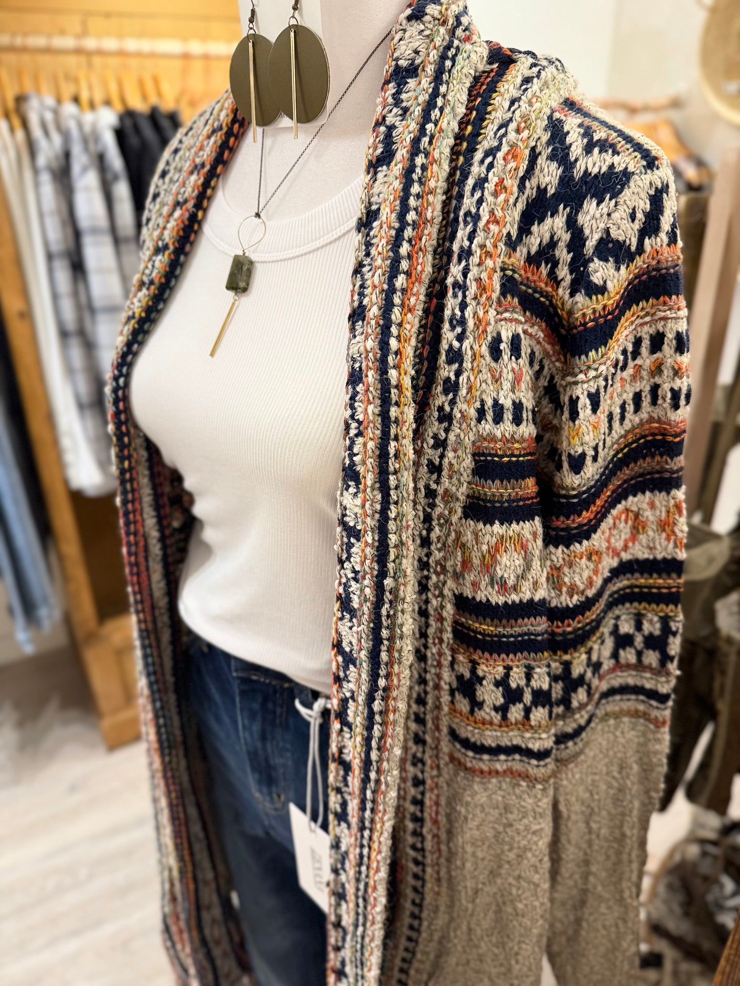 Aztec Sweater Cardigan (beige)