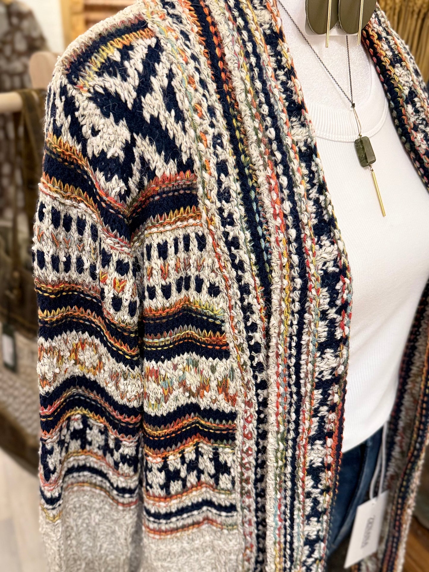Aztec Sweater Cardigan (beige)