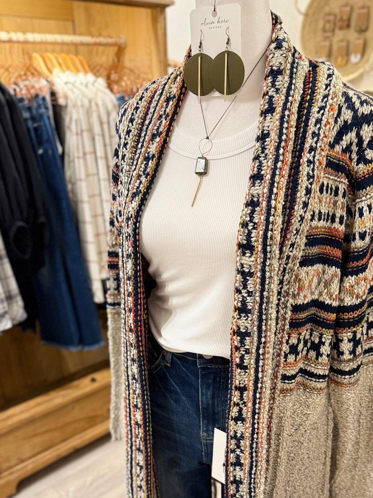Aztec Sweater Cardigan (beige)