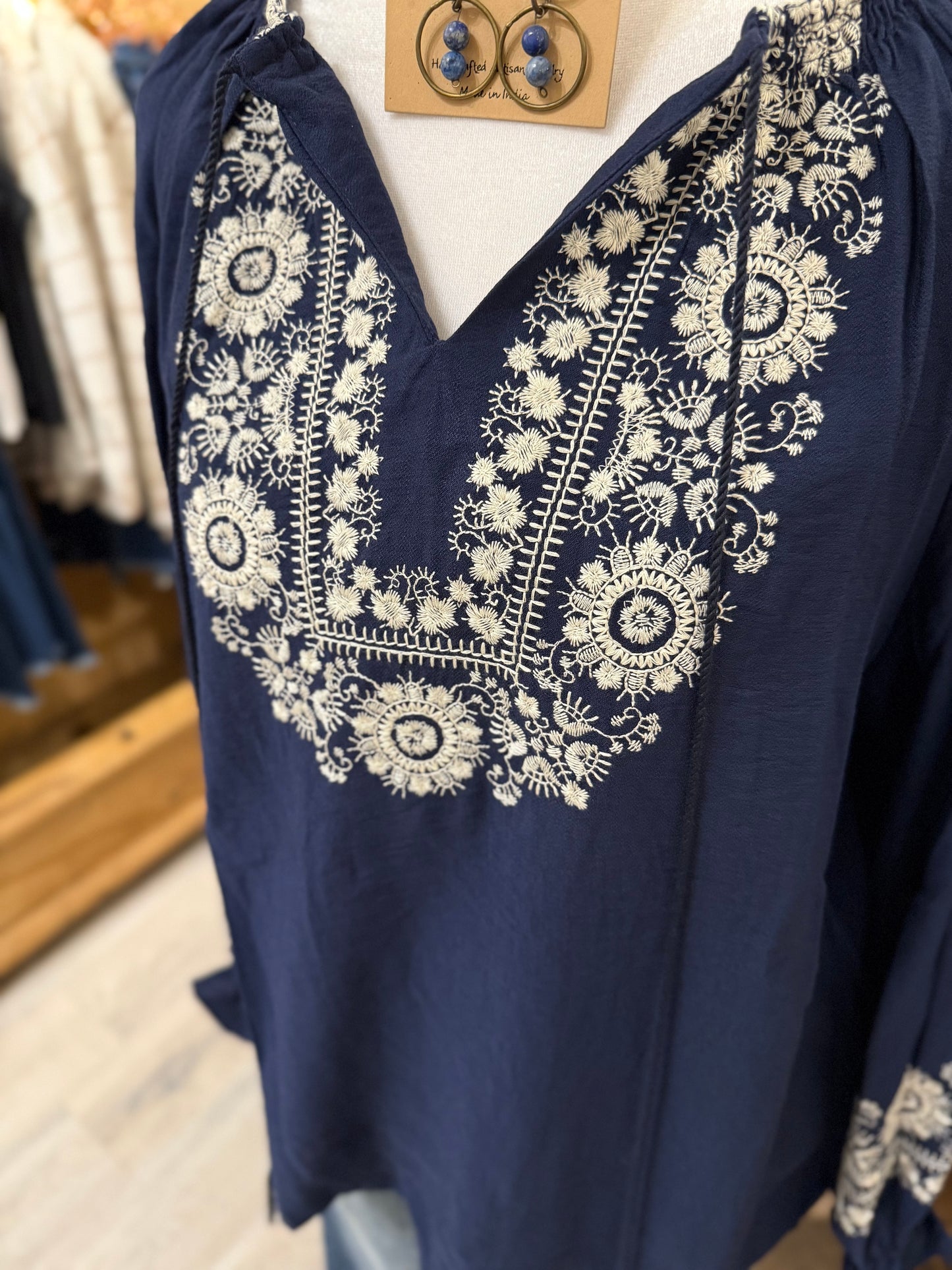 Embroidered Blouse (navy)