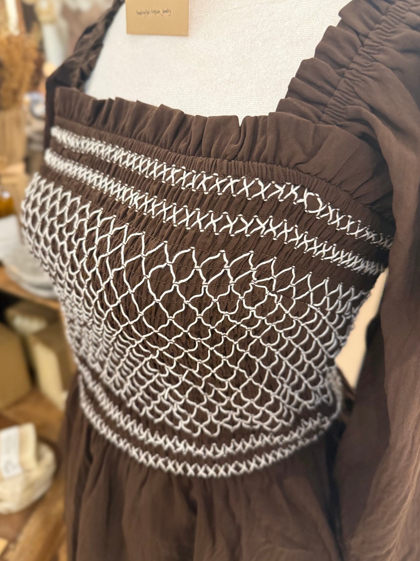 Smocked Woven Blouse