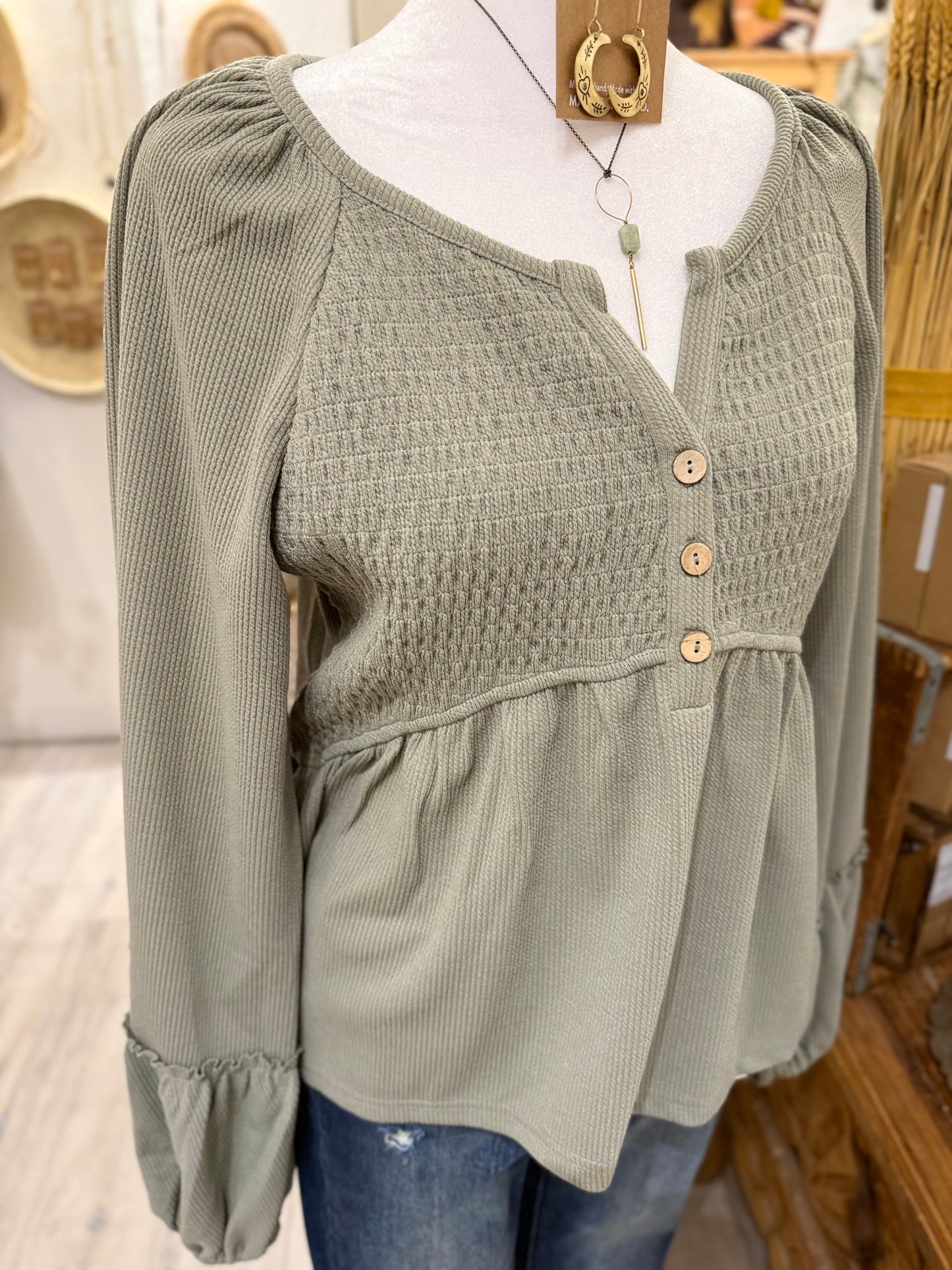 Peasant Blouse W/Balloon Sleeve