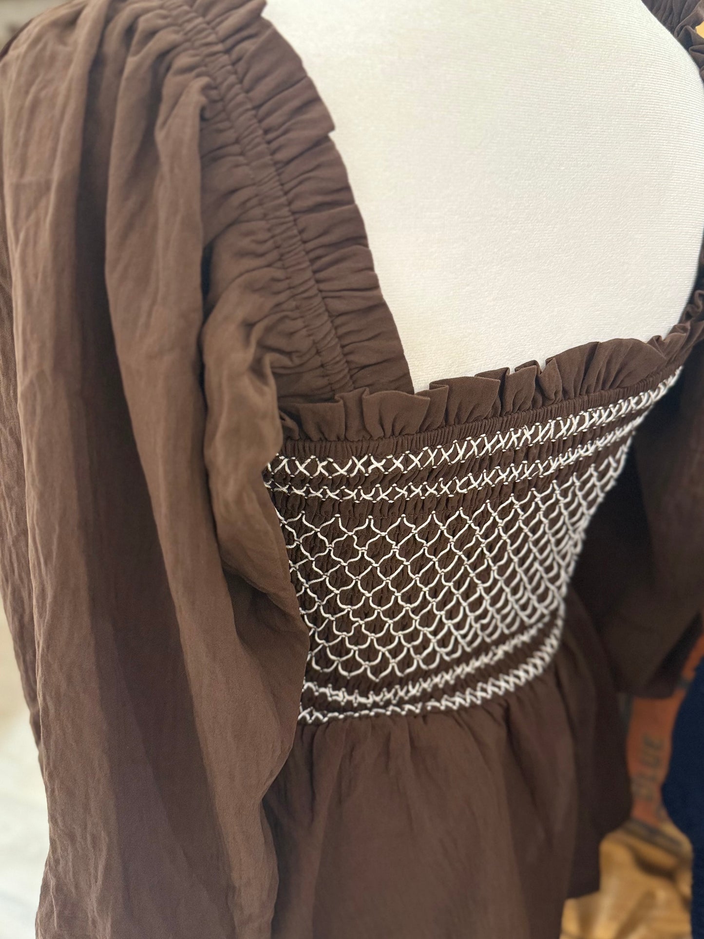 Smocked Woven Blouse
