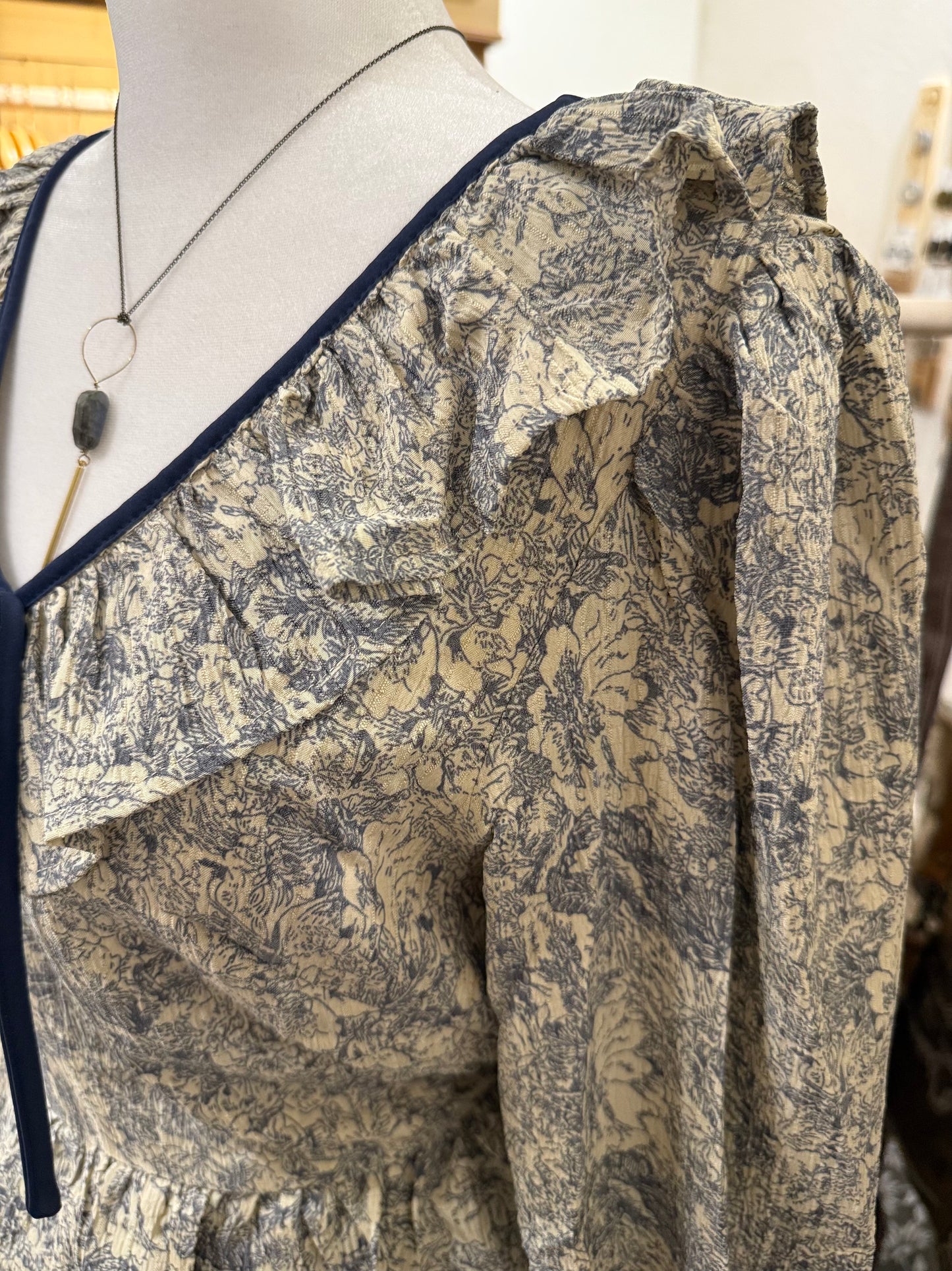 Toile Printed Babydoll Blouse