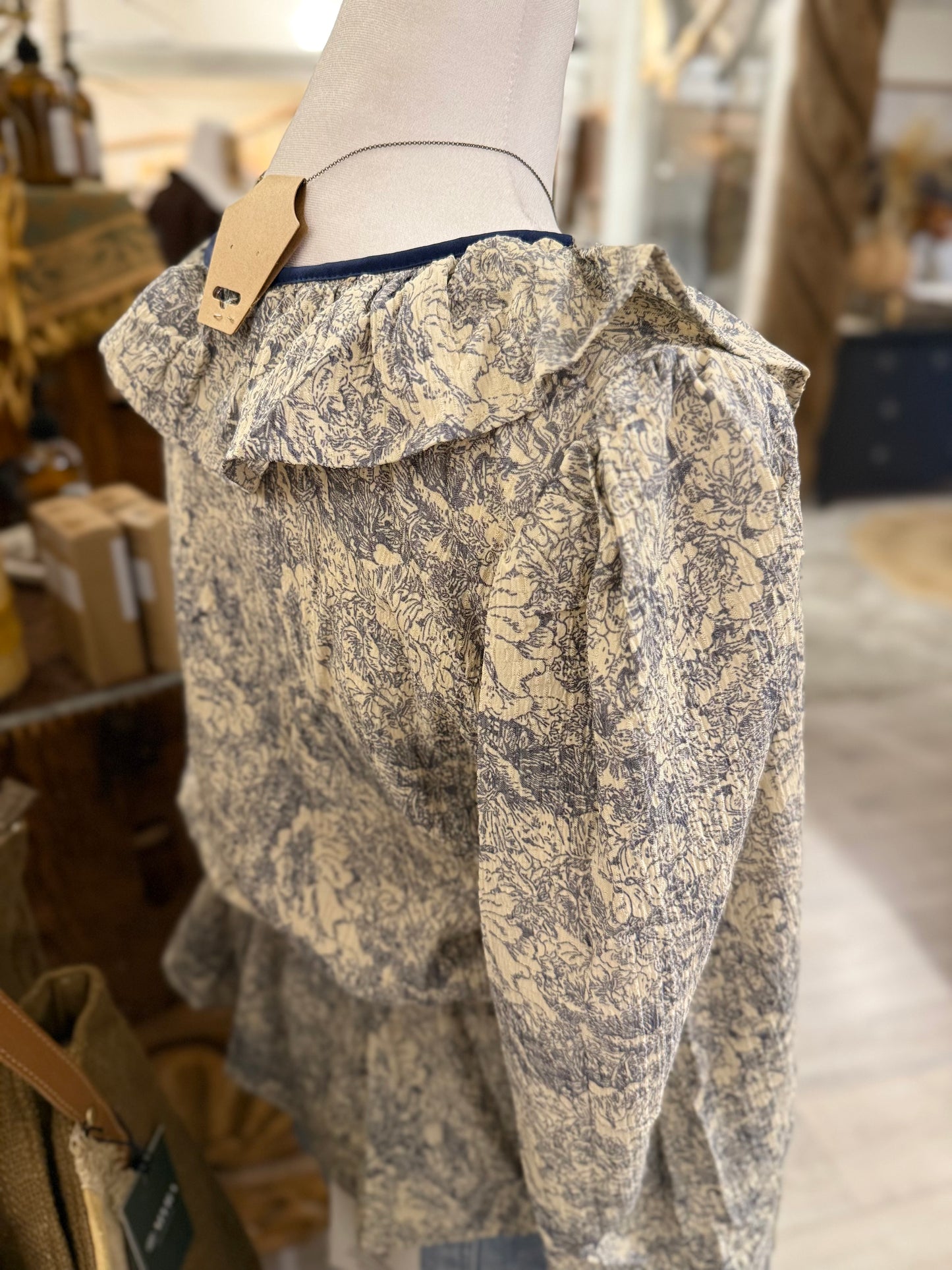 Toile Printed Babydoll Blouse