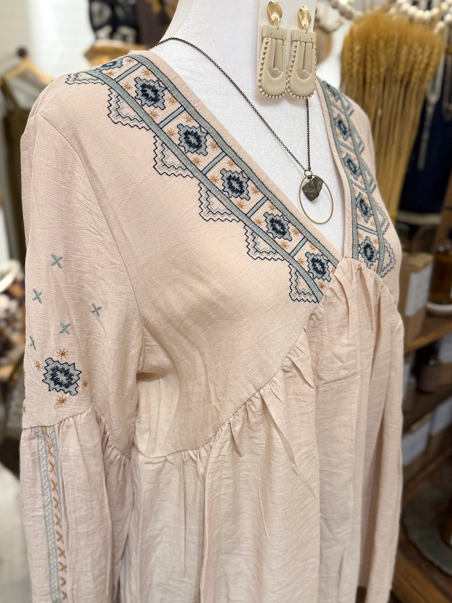 Embroidered Peasant Top