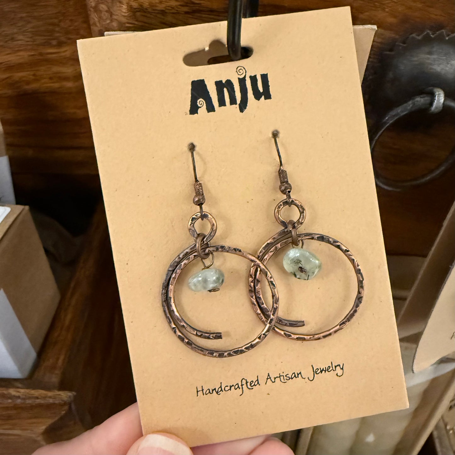 Banjara Hammered Spiral
Prehnite Earrings