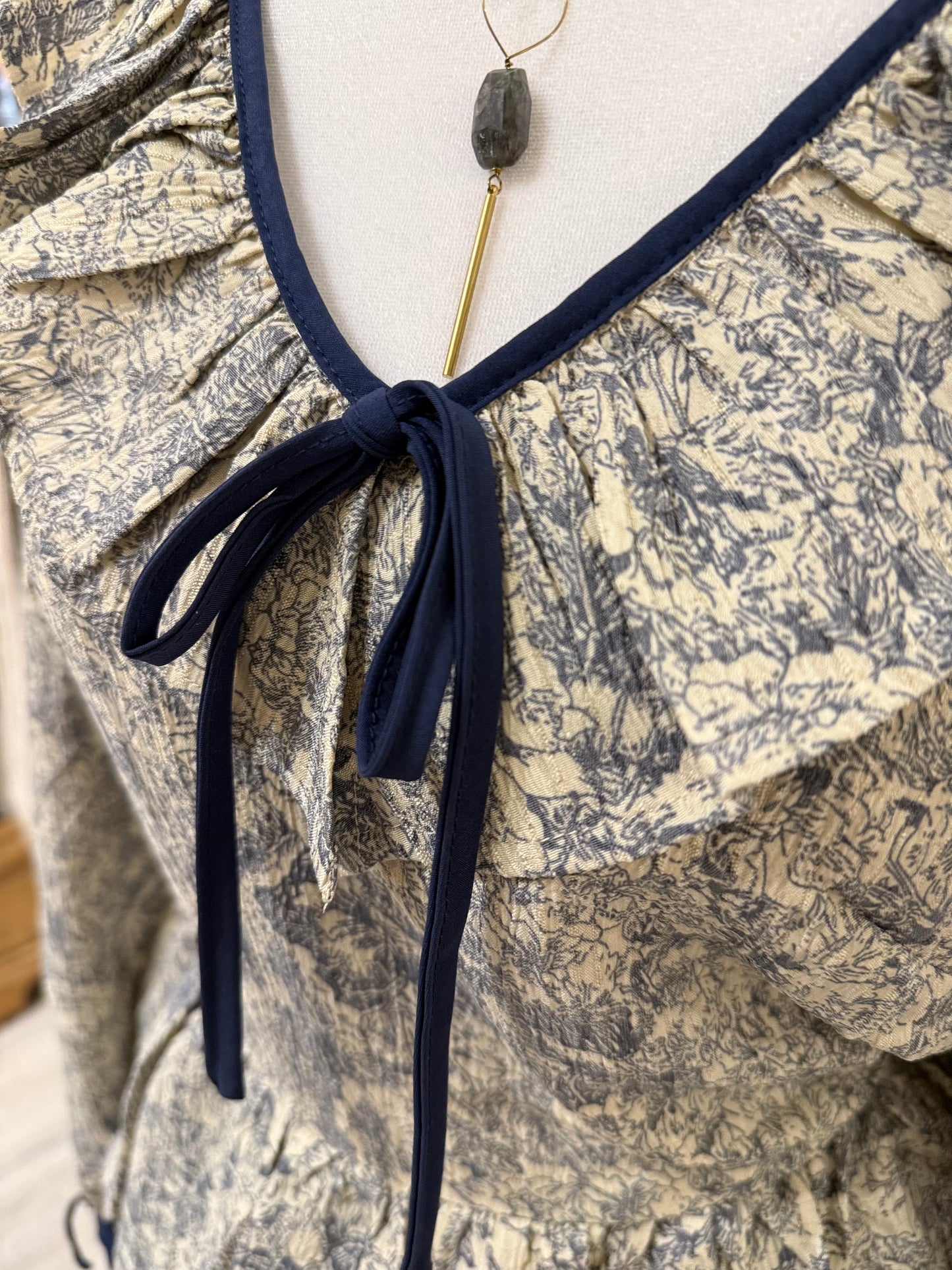 Toile Printed Babydoll Blouse