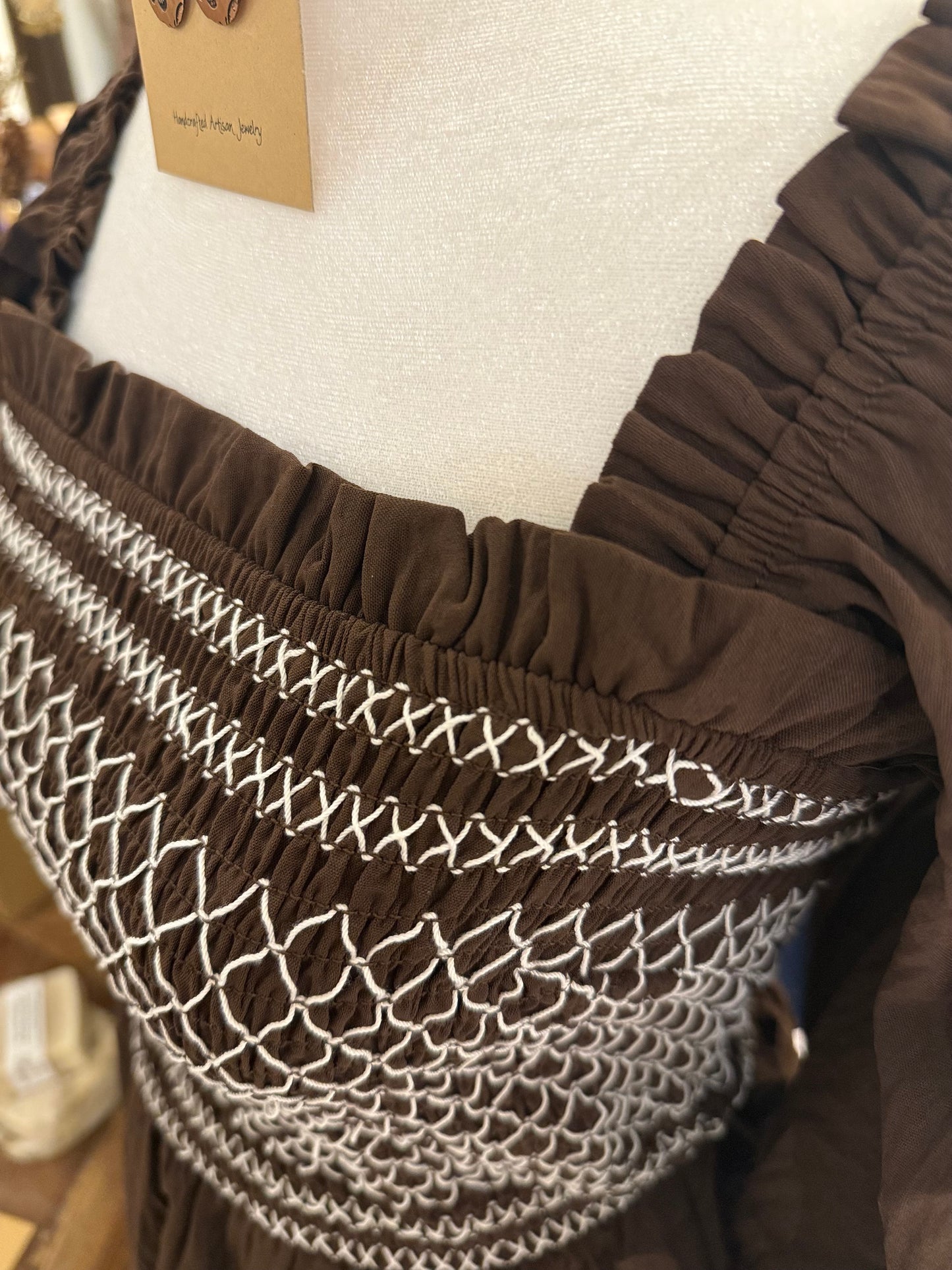 Smocked Woven Blouse