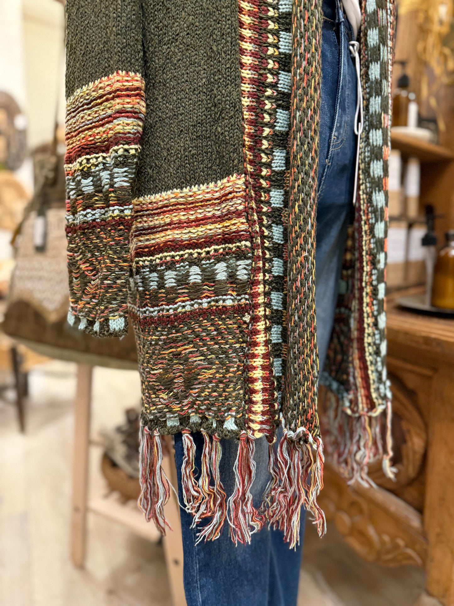 Aztec Sweater Cardigan (olive)