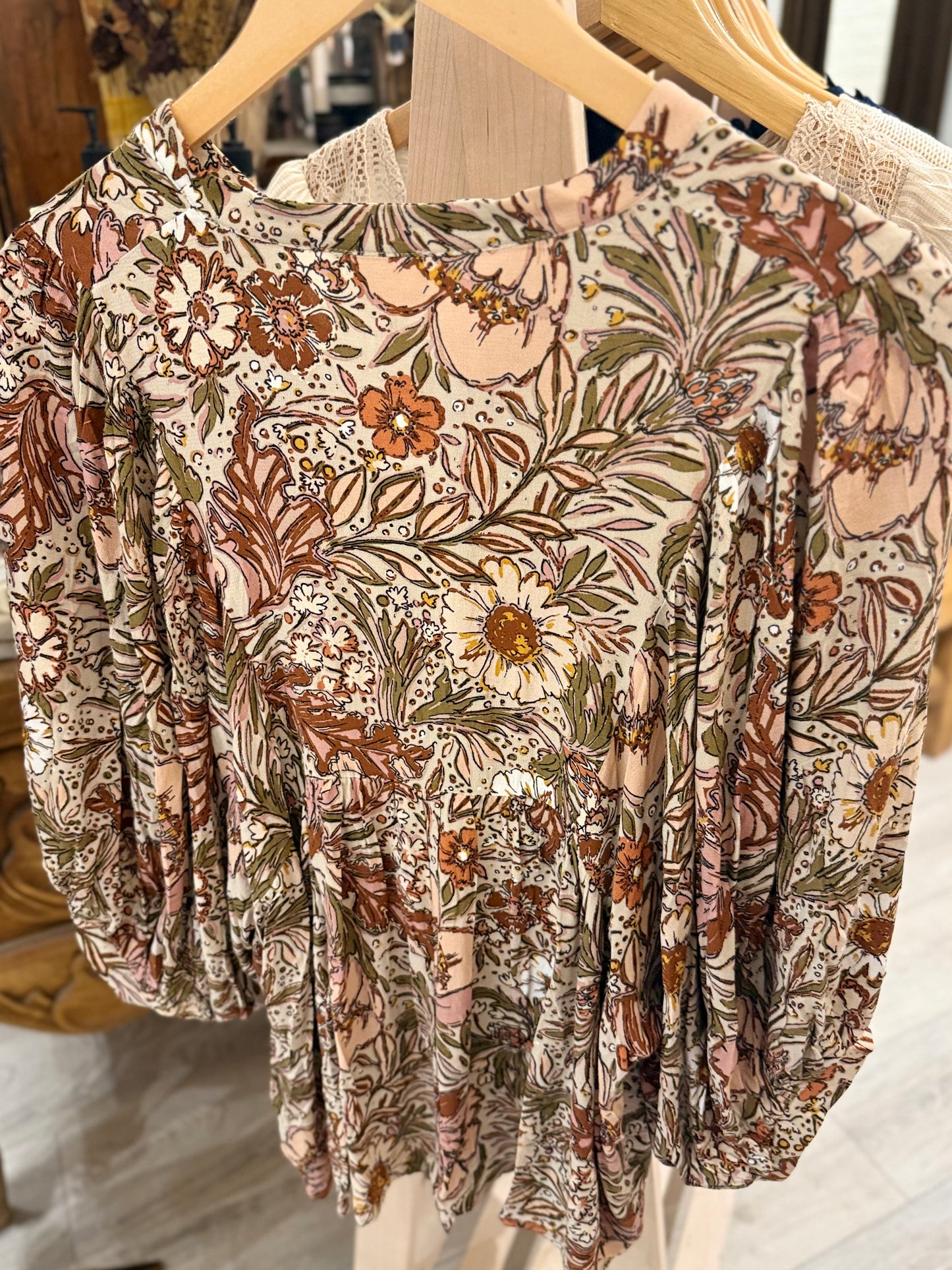 Boho Floral Peasant Blouse