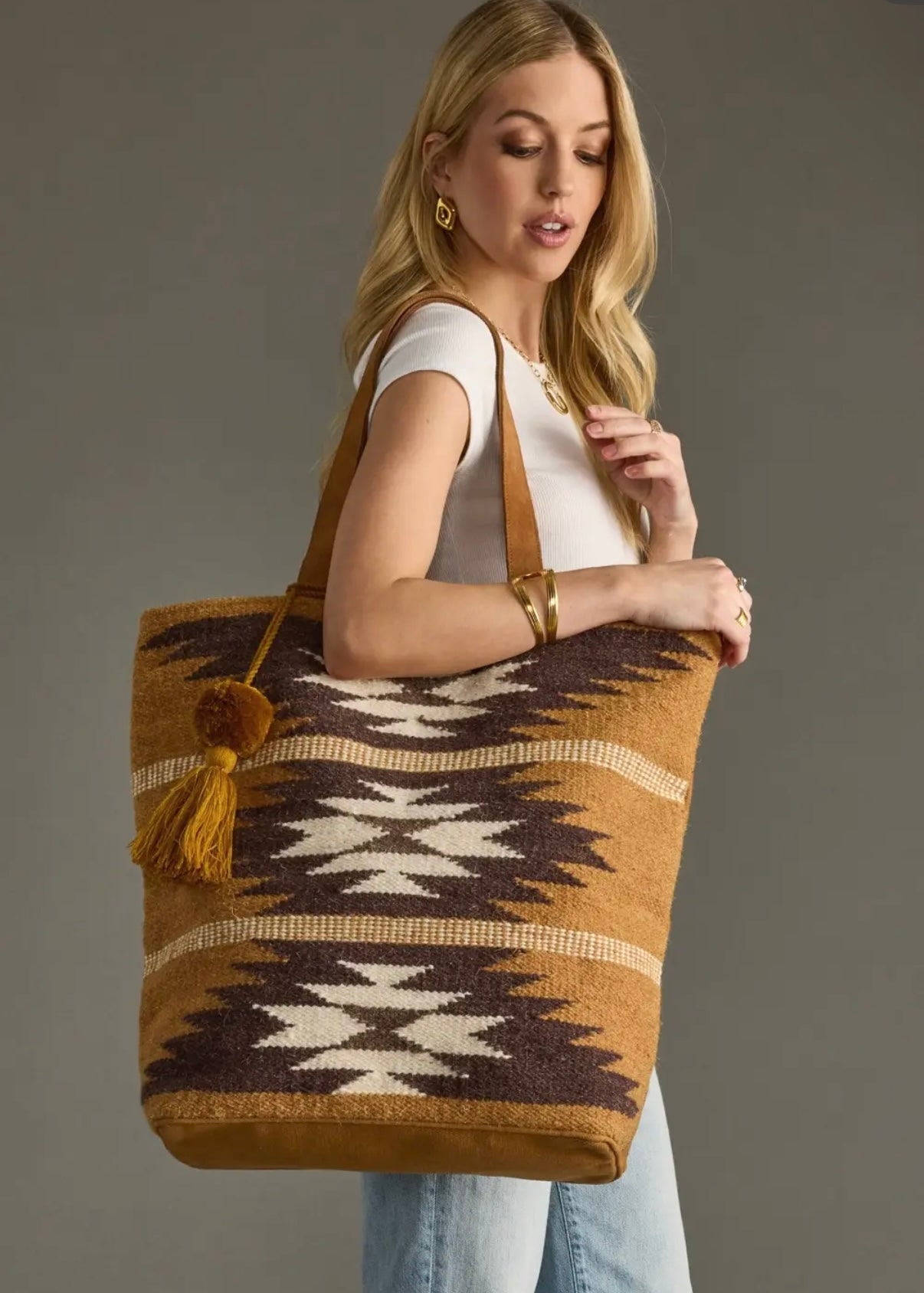 Tan, Brown & Cream Western Tote