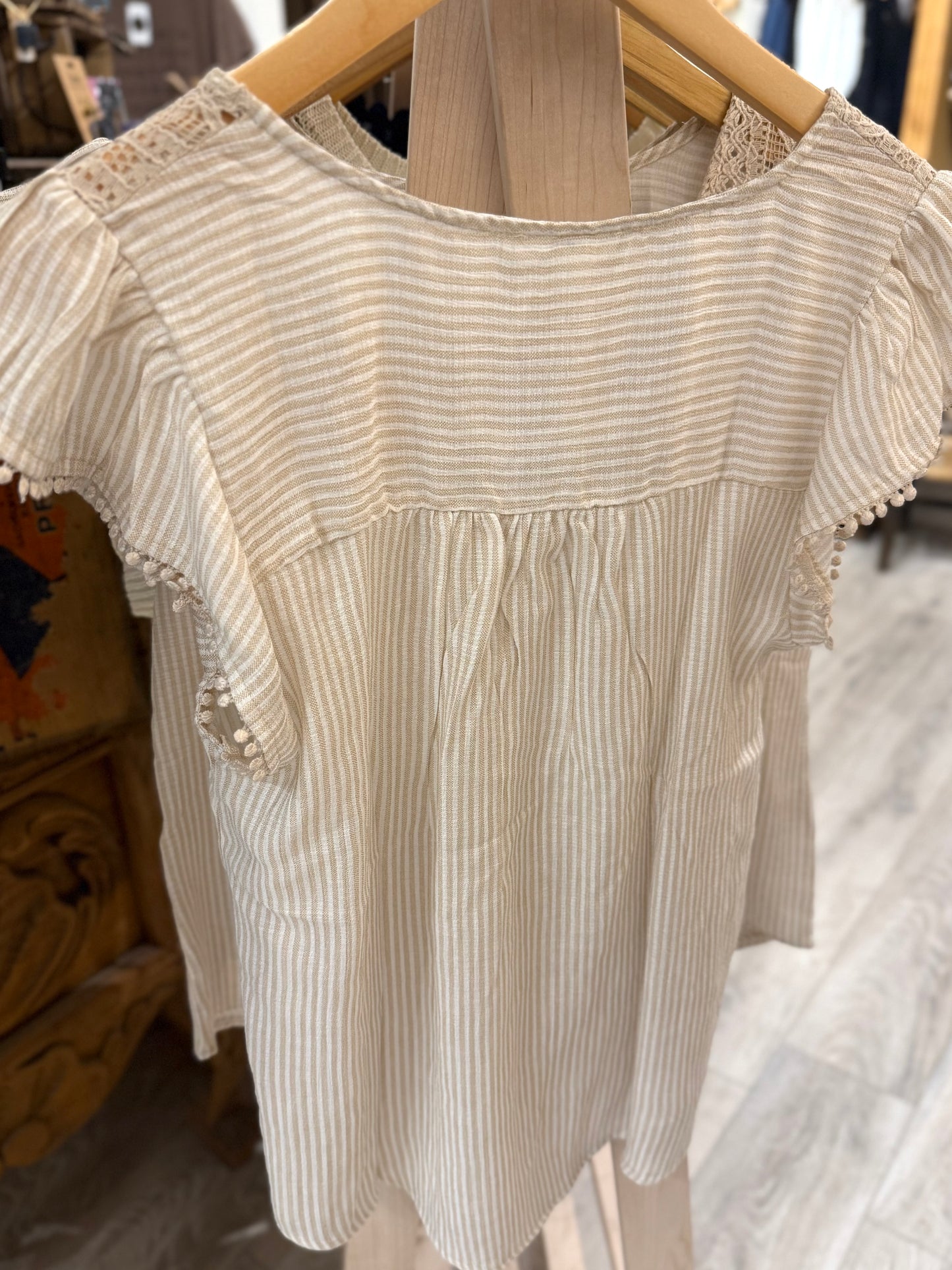 Striped Top W/Lace Accents