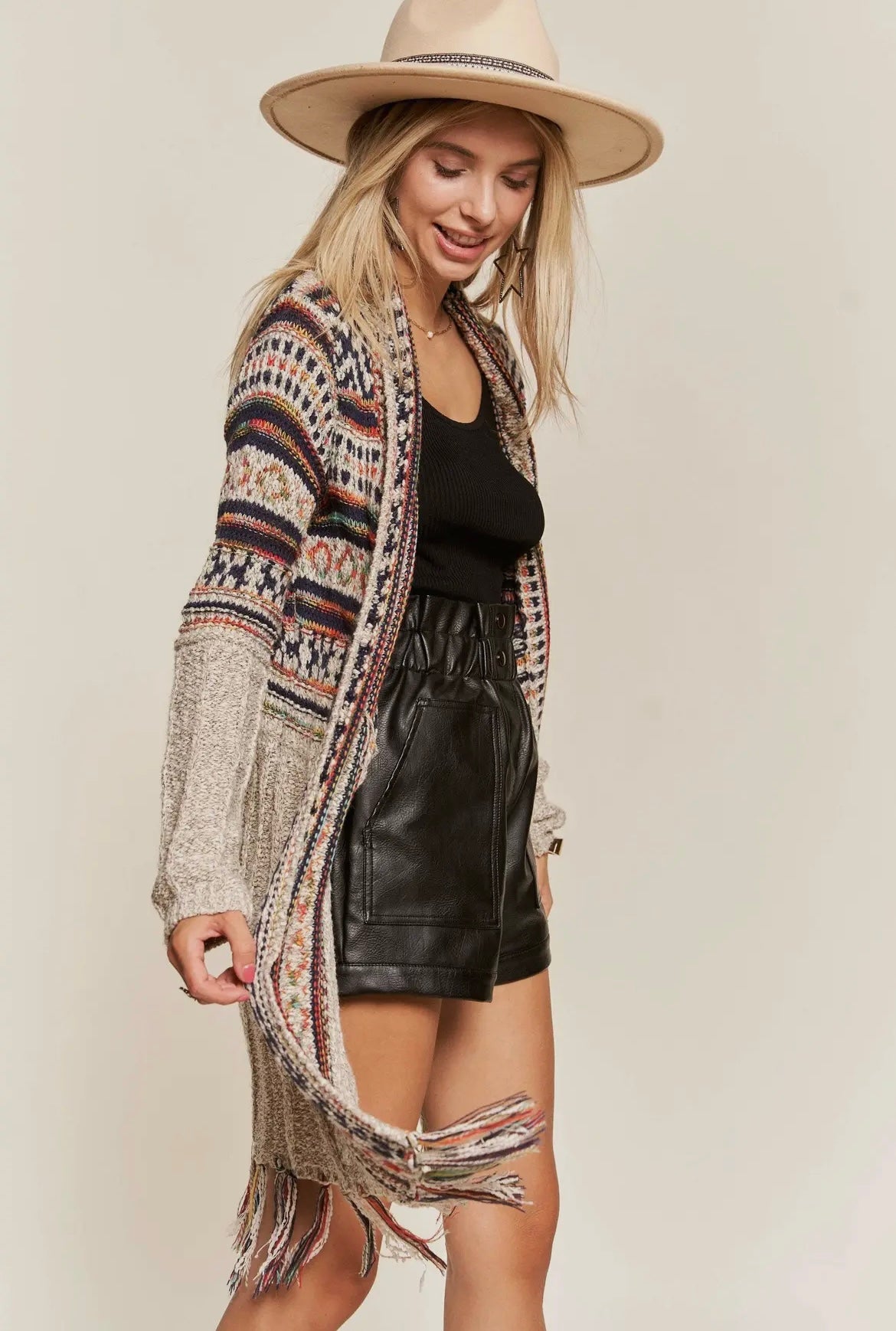 Tribal fringe cardigan