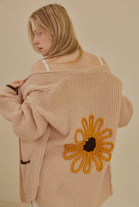 Sunflower embroidered cardigan