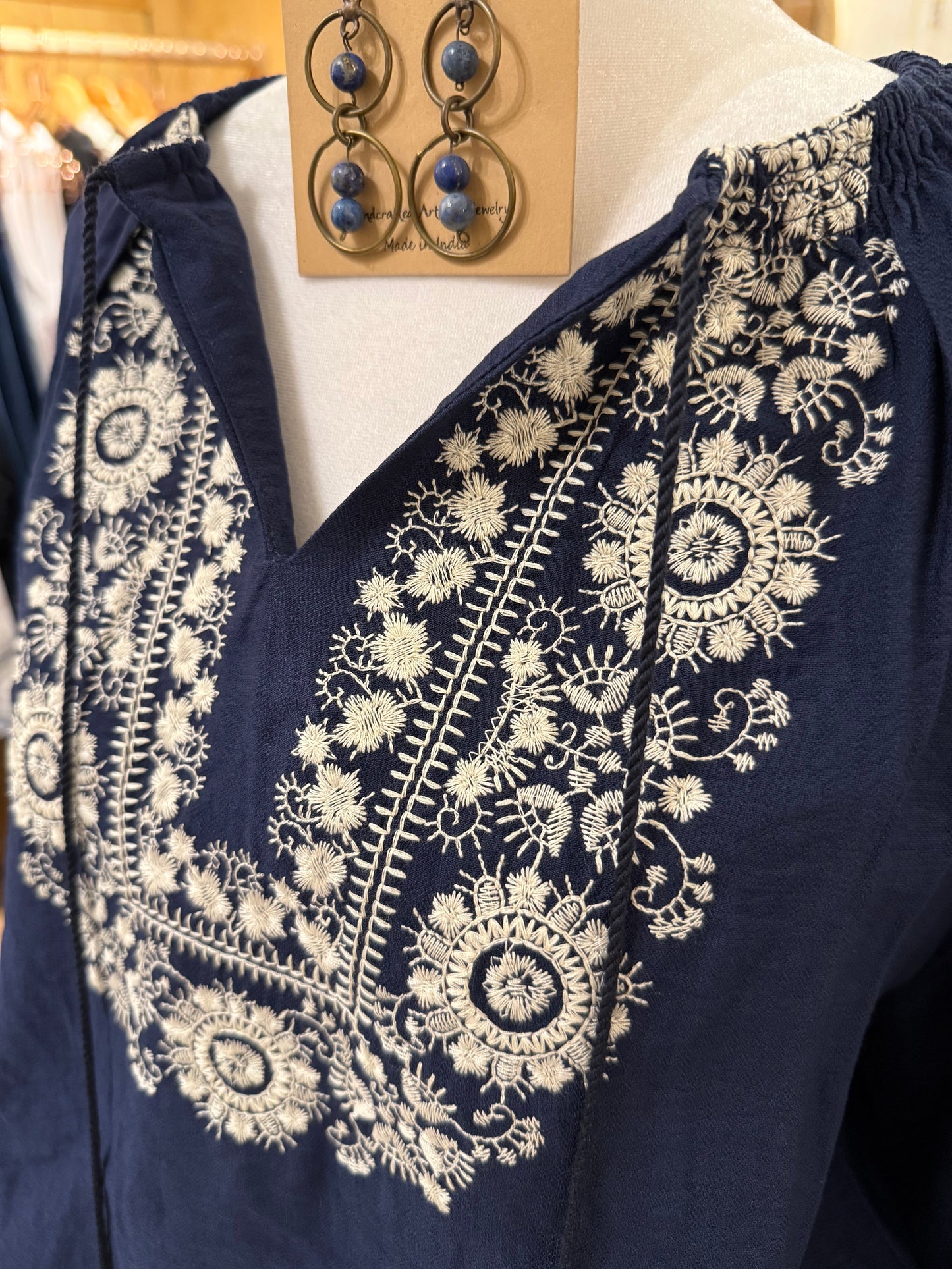 Embroidered Blouse (navy)
