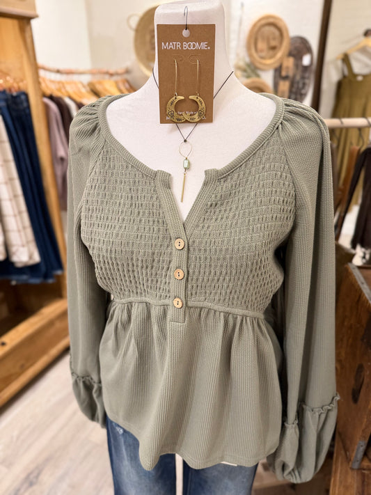 Peasant Blouse W/Balloon Sleeve