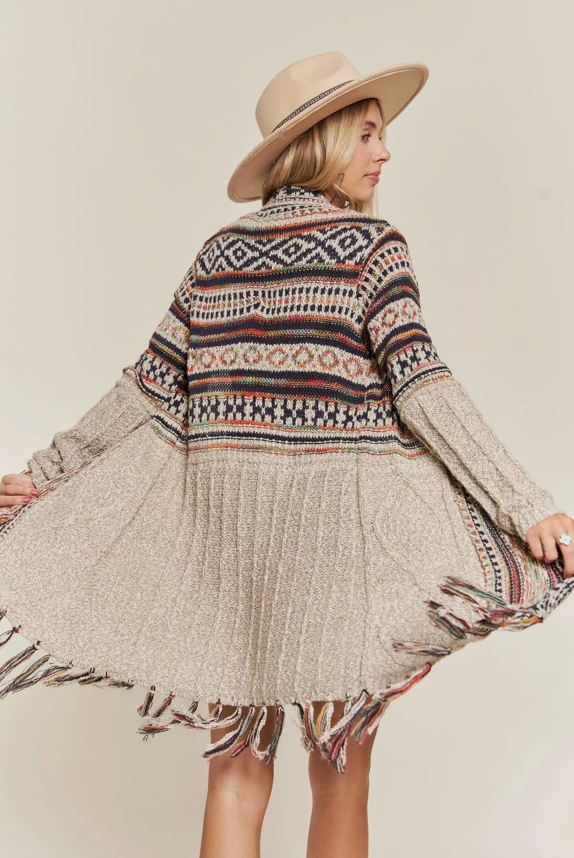 Tribal fringe cardigan