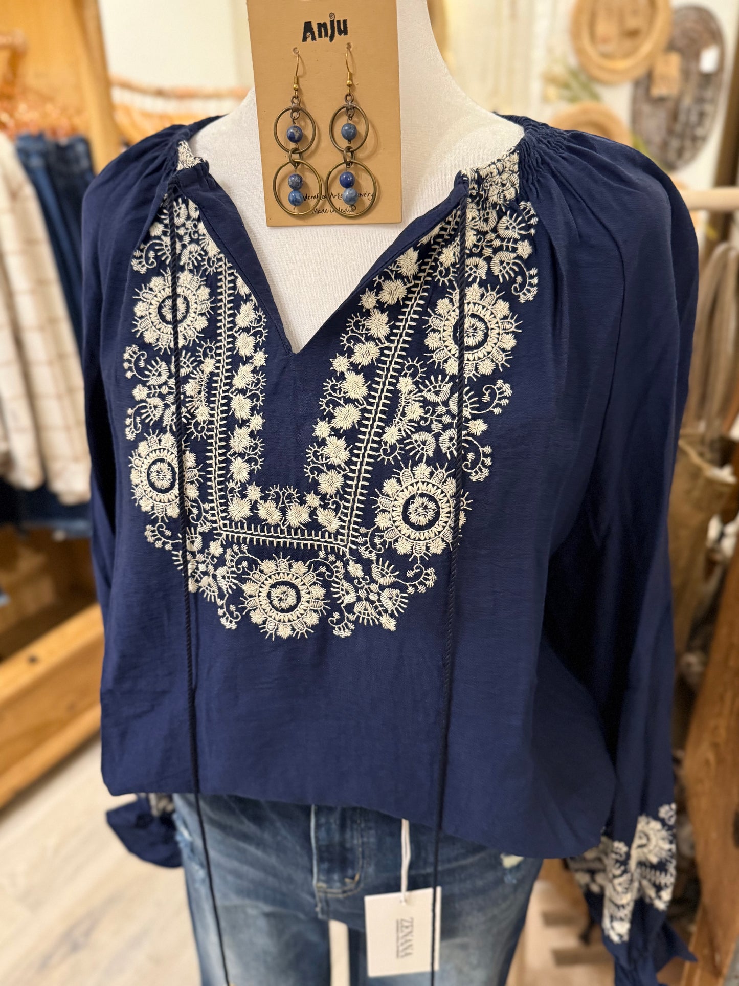 Embroidered Blouse (navy)