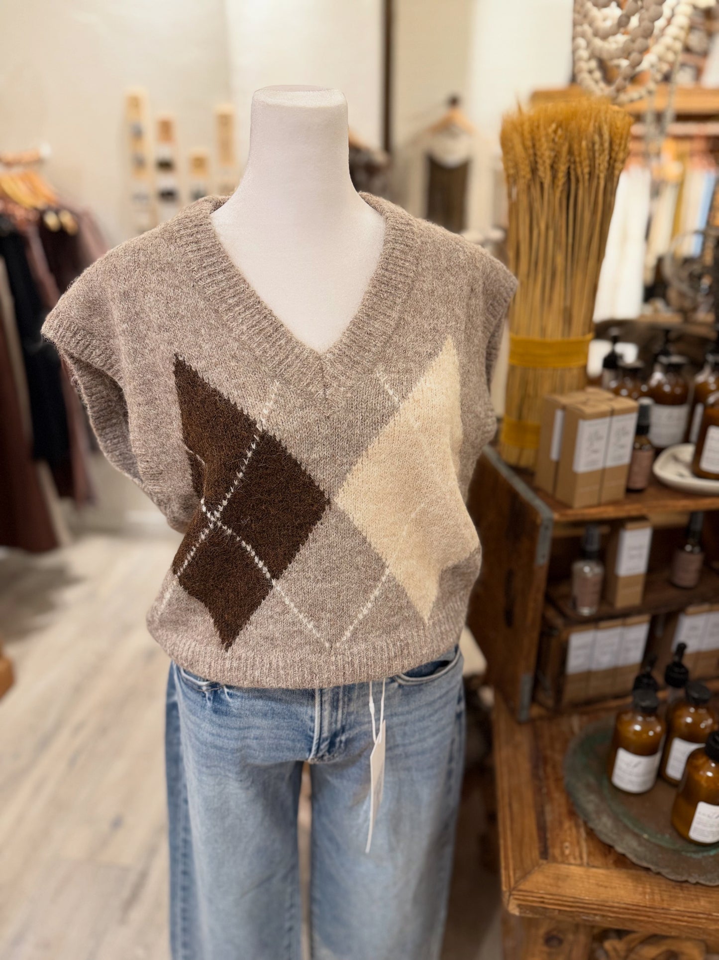 Argyle Pattern Sweater Vest