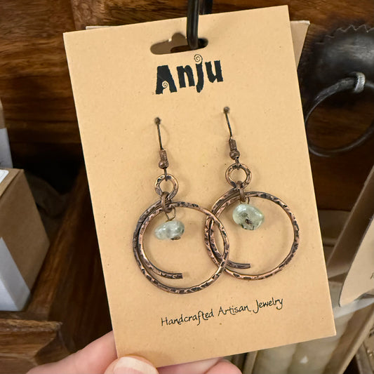 Banjara Hammered Spiral
Prehnite Earrings