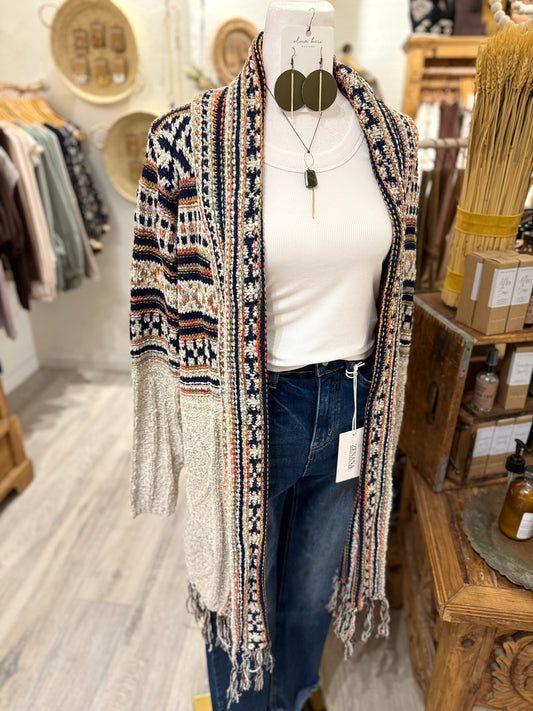 Aztec Sweater Cardigan (beige)