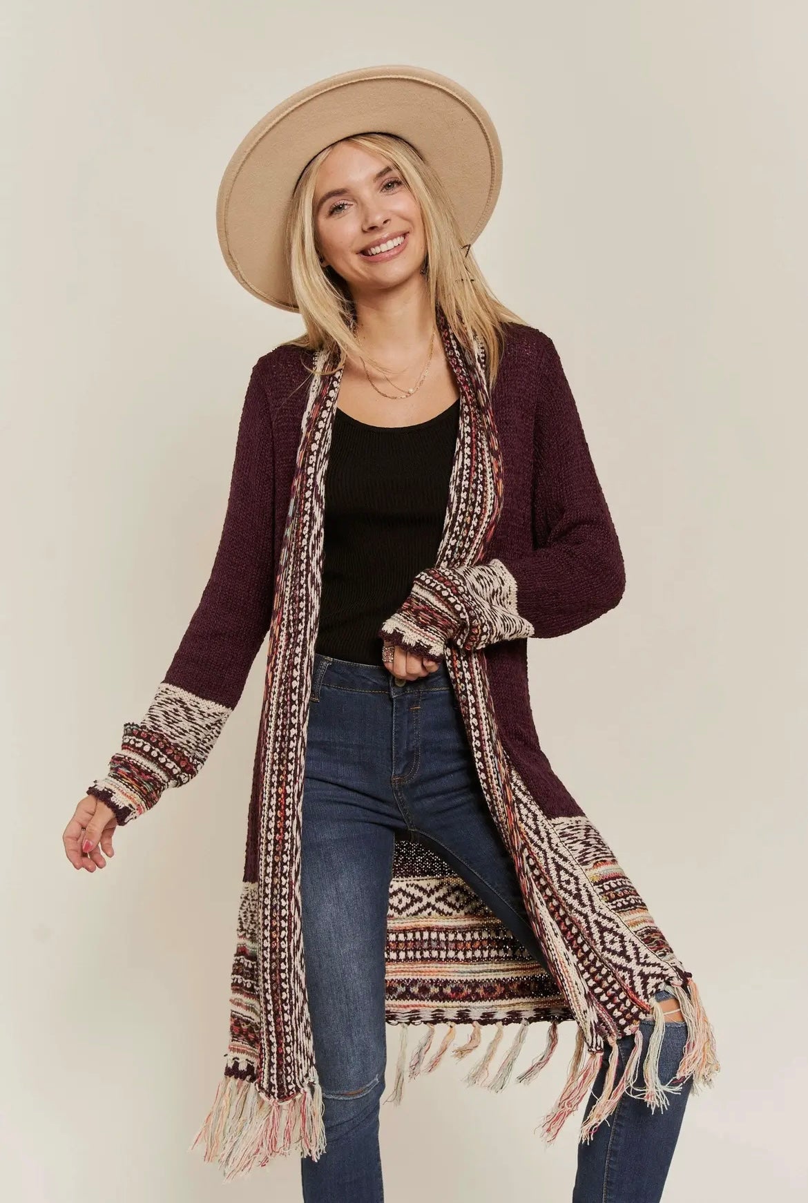 Tribal fringe cardigan