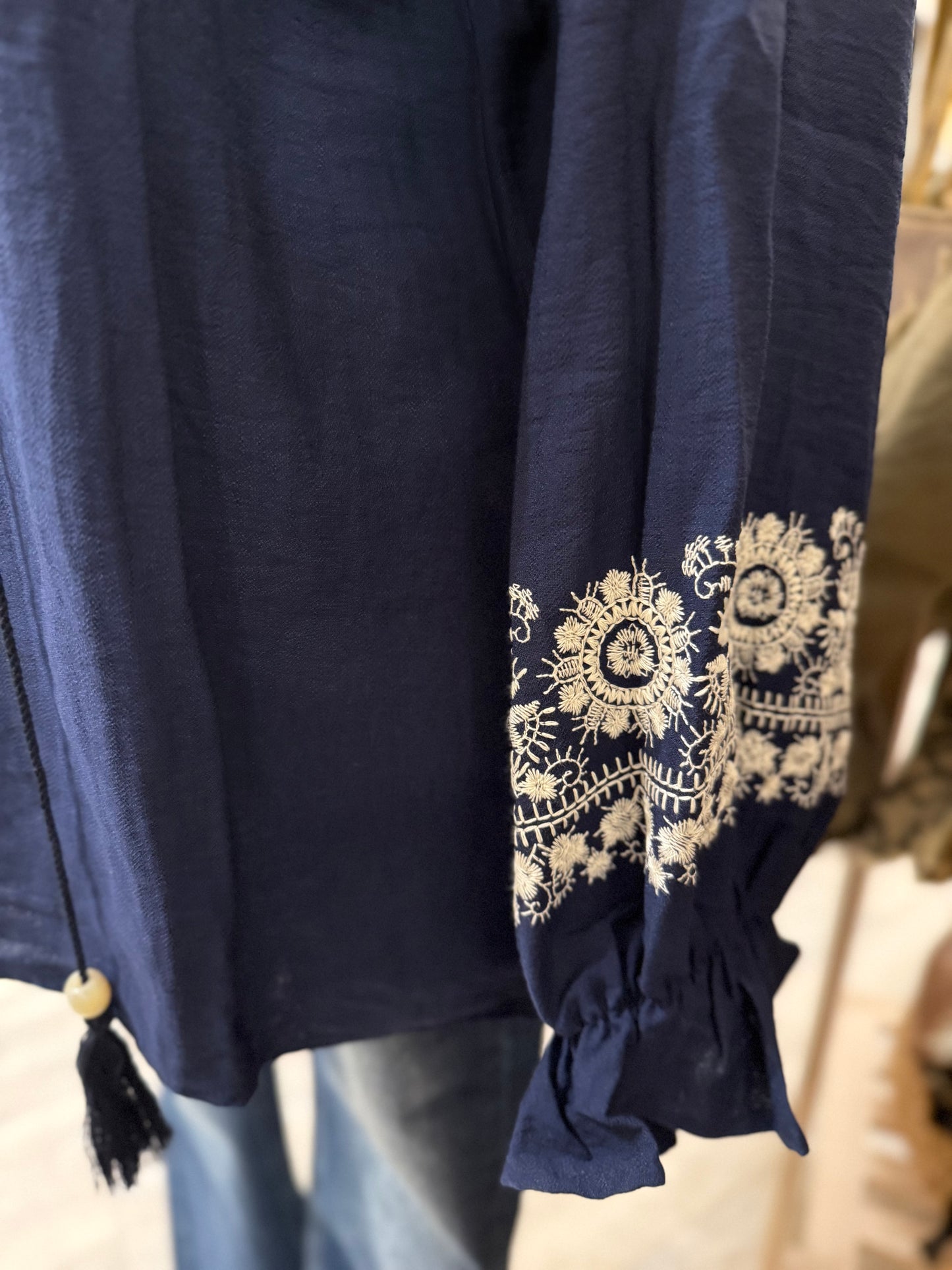Embroidered Blouse (navy)