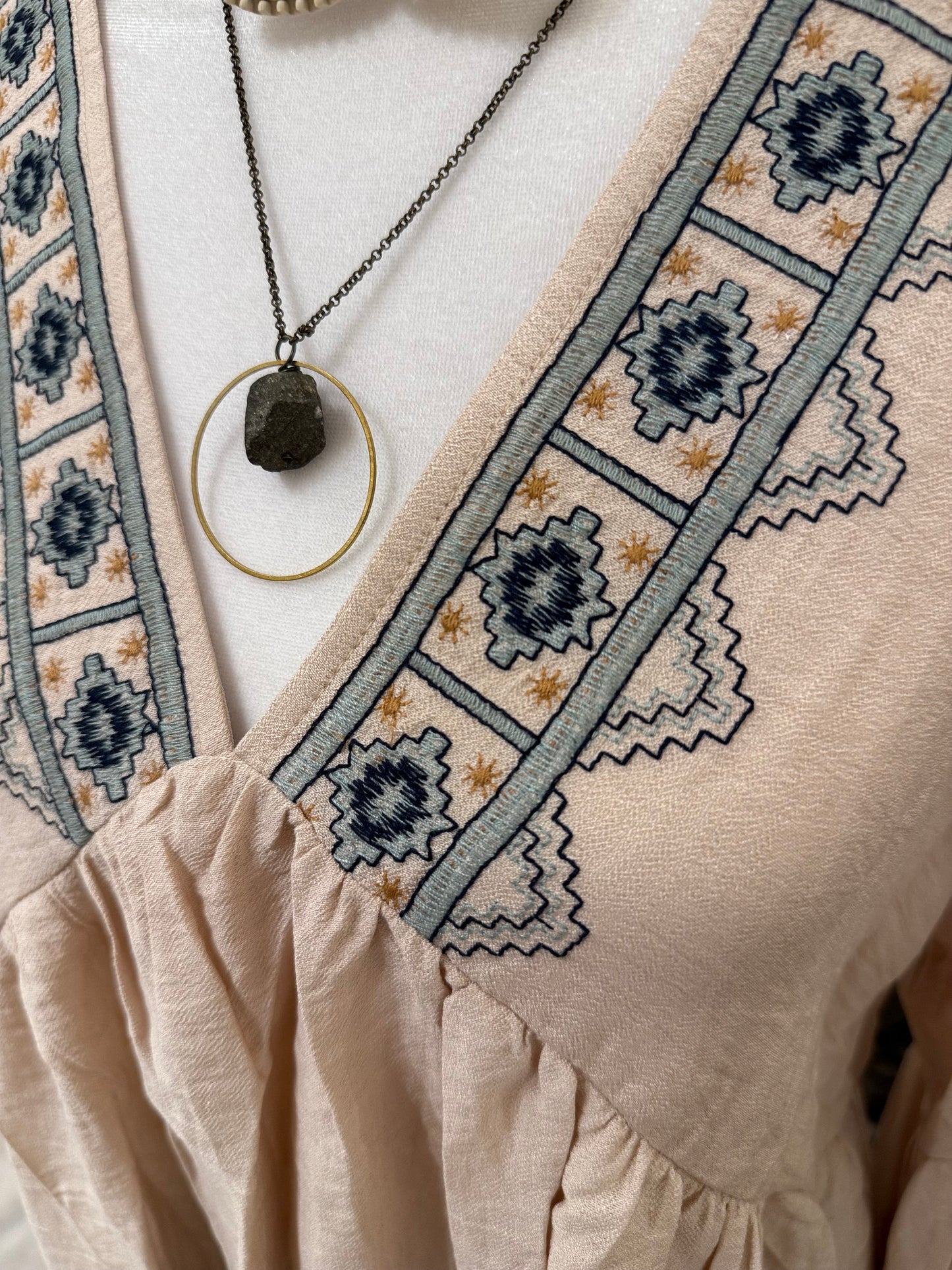 Embroidered Peasant Top