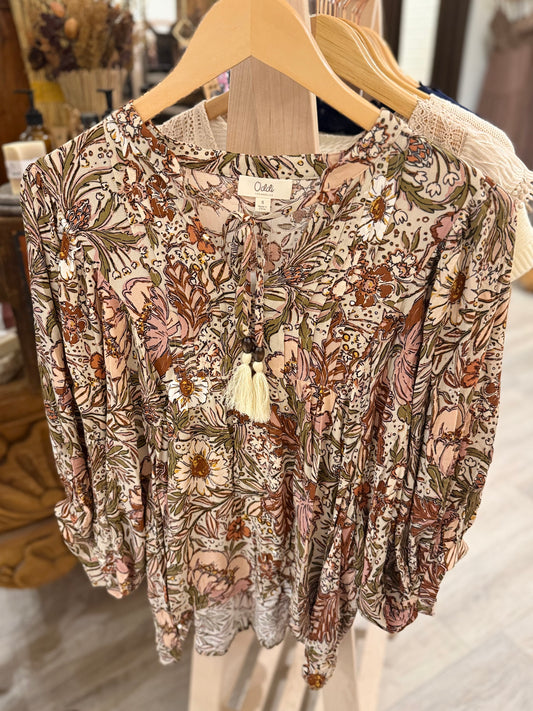 Boho Floral Peasant Blouse