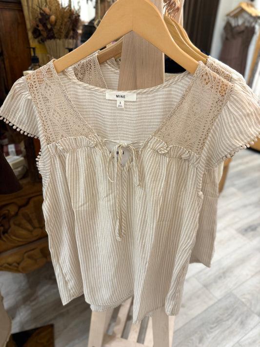 Striped Top W/Lace Accents