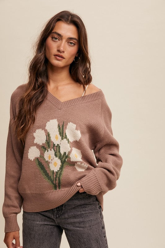 Flower detailed sweater