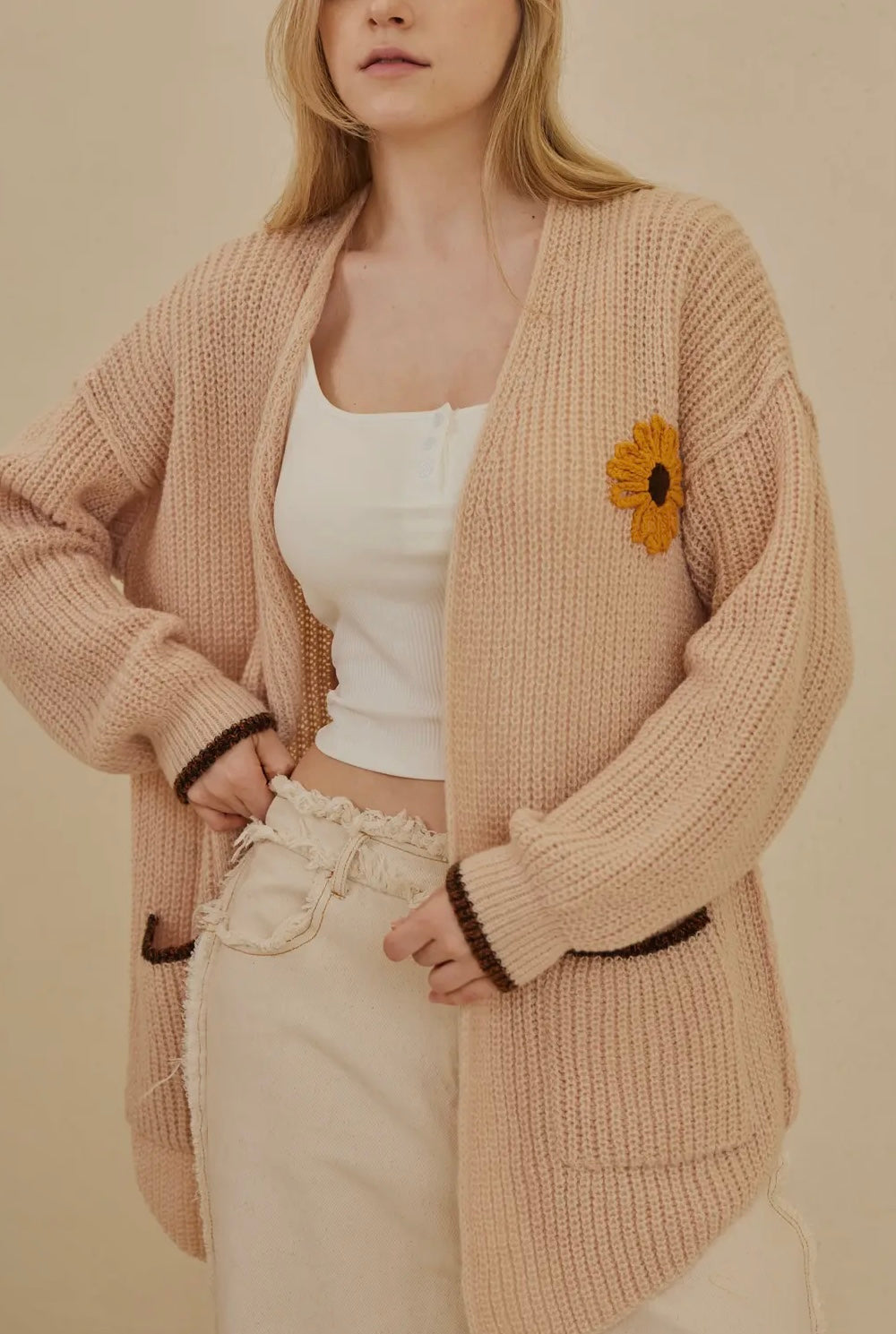 Sunflower embroidered cardigan