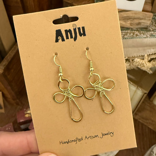 Rounded Cross Gold-Plated Earrings
