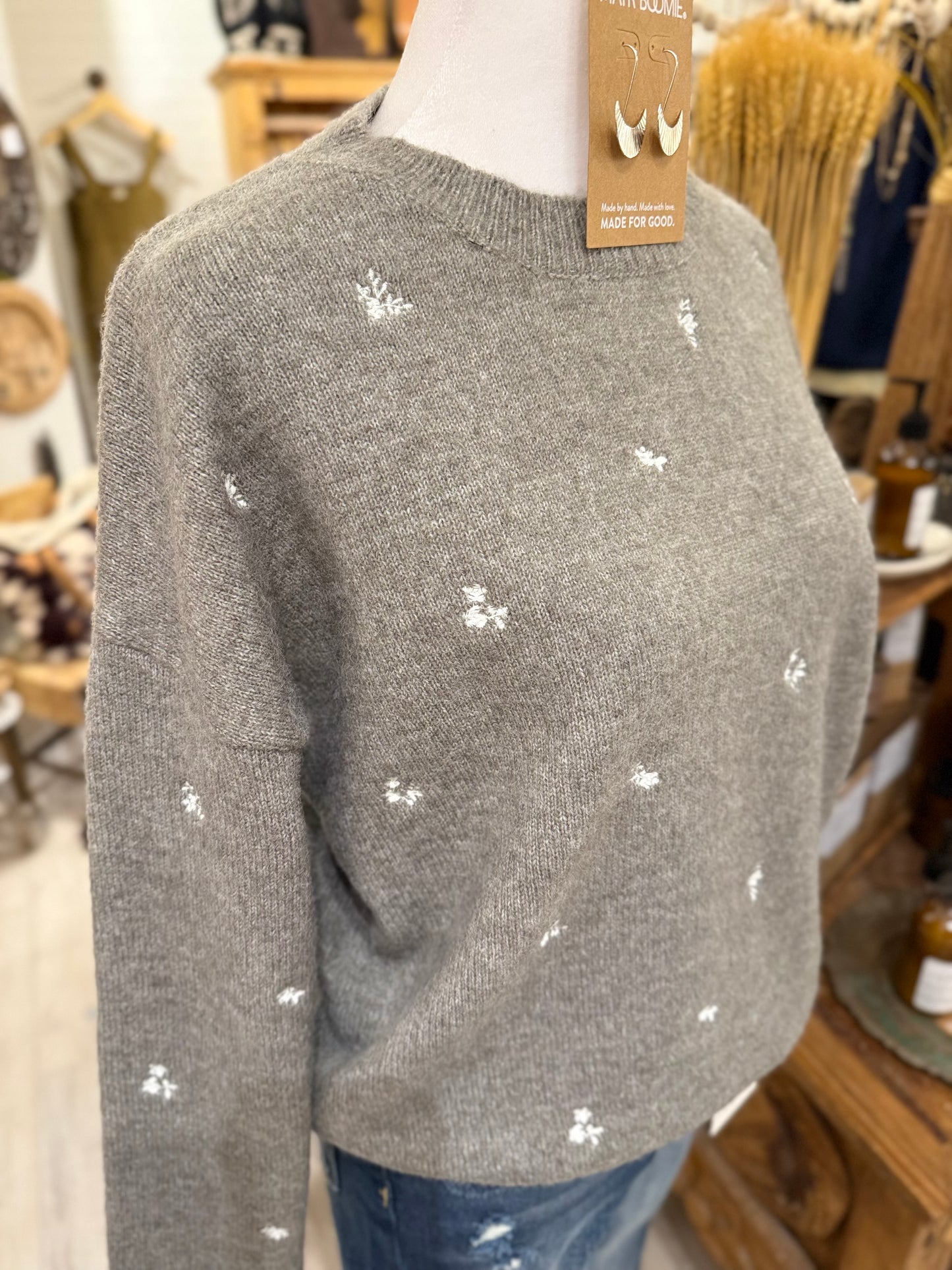 Embroidered Dot Knit
Sweater