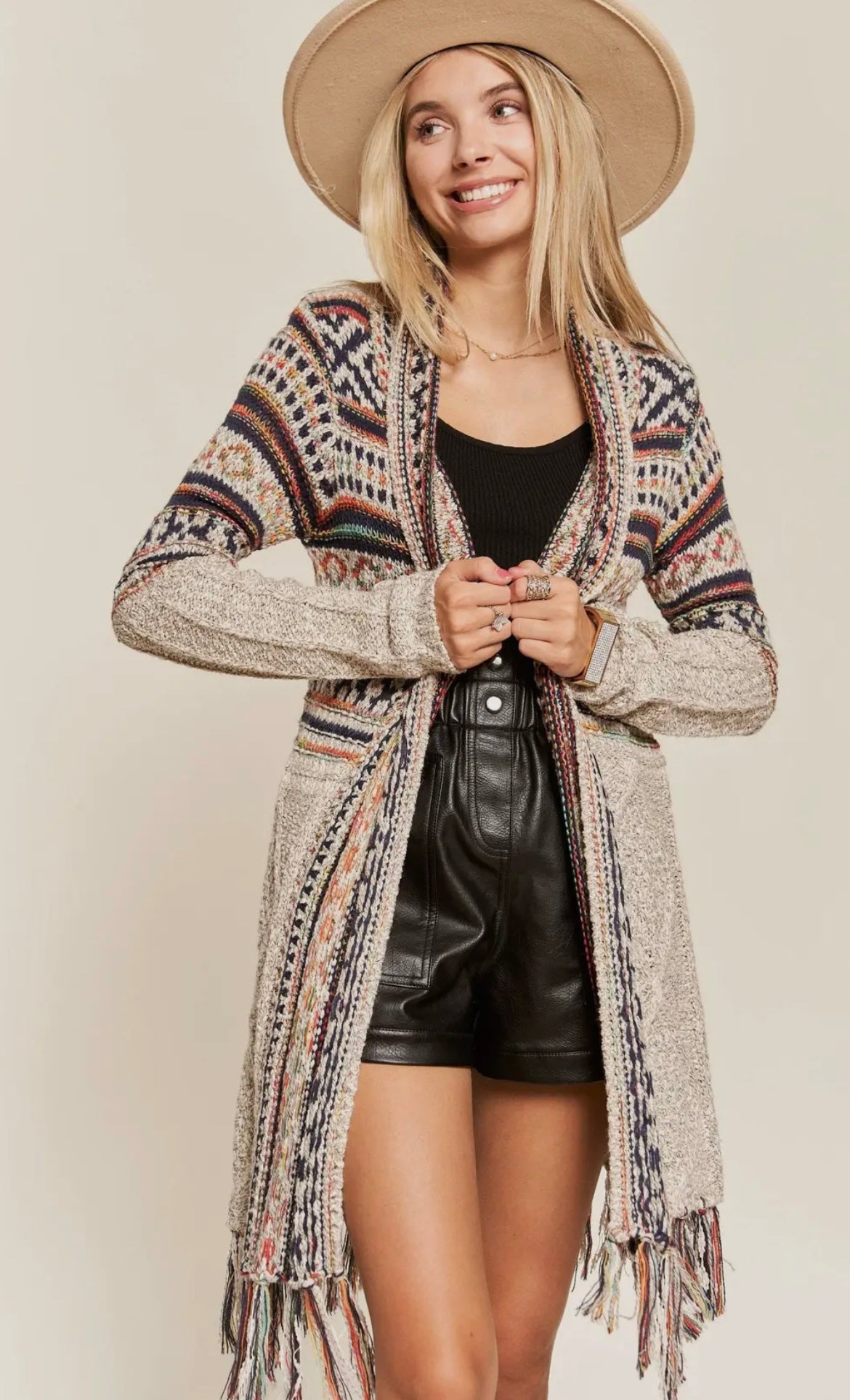 Tribal fringe cardigan