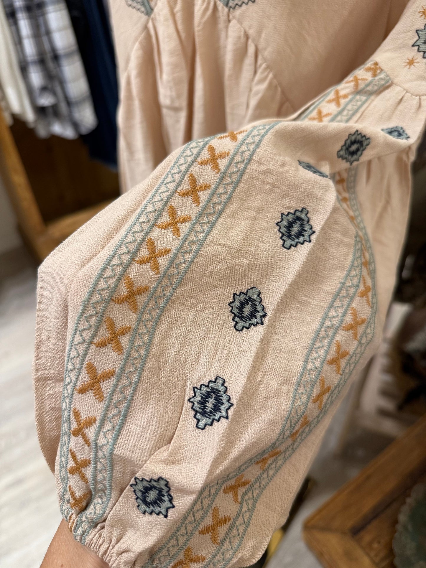 Embroidered Peasant Top